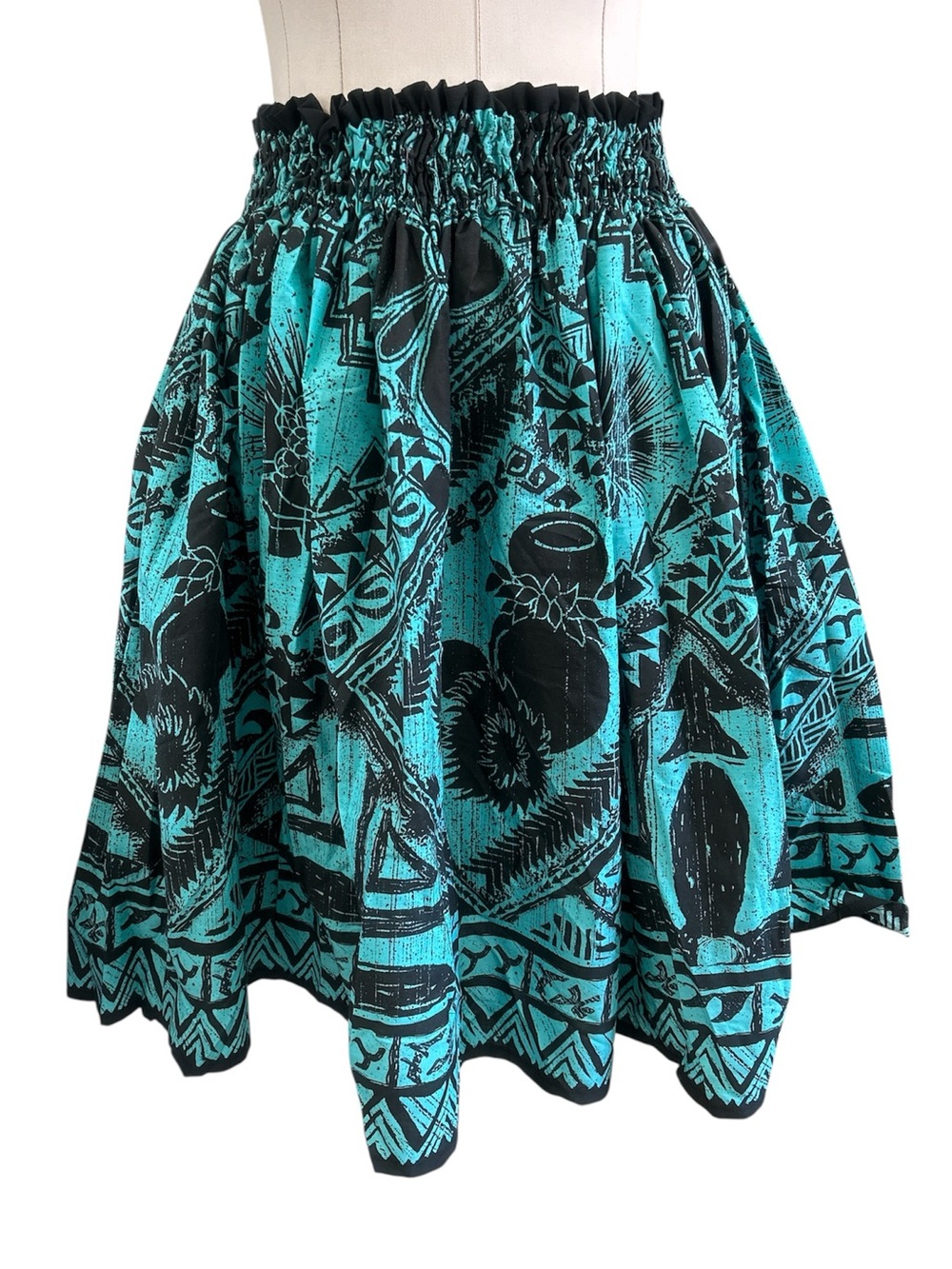 Tribal Pa’u floral hula skirt turquoise, and black one size
